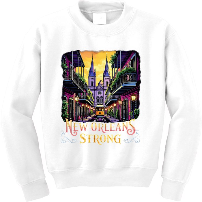 Remember Nola Strong 2025 Unity For New Orleans Culture Kids Sweatshirt