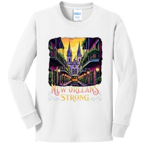 Remember Nola Strong 2025 Unity For New Orleans Culture Kids Long Sleeve Shirt