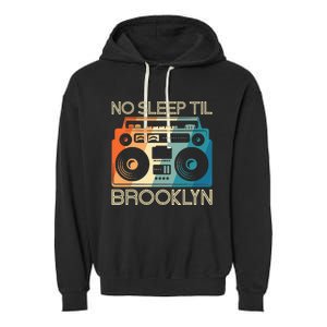 Retro No Sleep Til Brooklyn Old School Portable Stereo Garment-Dyed Fleece Hoodie