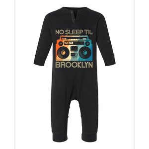 Retro No Sleep Til Brooklyn Old School Portable Stereo Infant Fleece One Piece