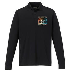 Retro No Sleep Til Brooklyn Old School Portable Stereo Performance Long Sleeve Polo