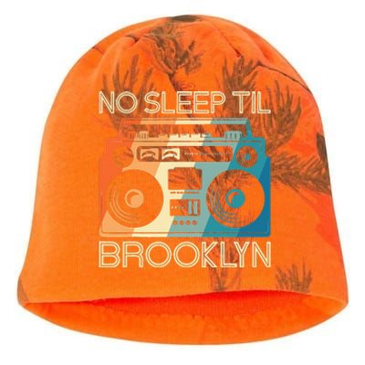 Retro No Sleep Til Brooklyn Old School Portable Stereo Kati - Camo Knit Beanie