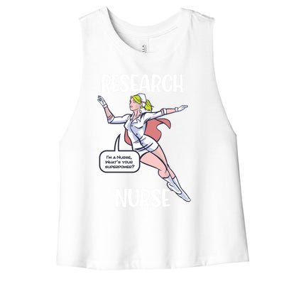 Research Nurse Superhero Nursing Cool Gift Women's Racerback Cropped Tank