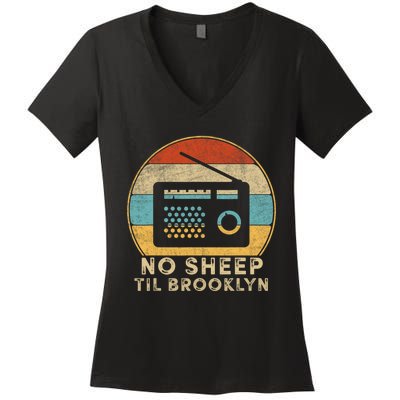 Retro No Sleep Til Brooklyn Old School Portable Stereo Women's V-Neck T-Shirt