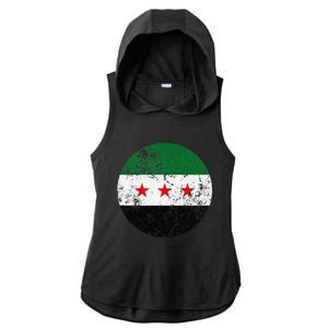 Retro New Syrian Flag Free Syria Freedom Ladies PosiCharge Tri-Blend Wicking Draft Hoodie Tank