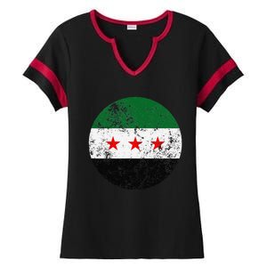 Retro New Syrian Flag Free Syria Freedom Ladies Halftime Notch Neck Tee