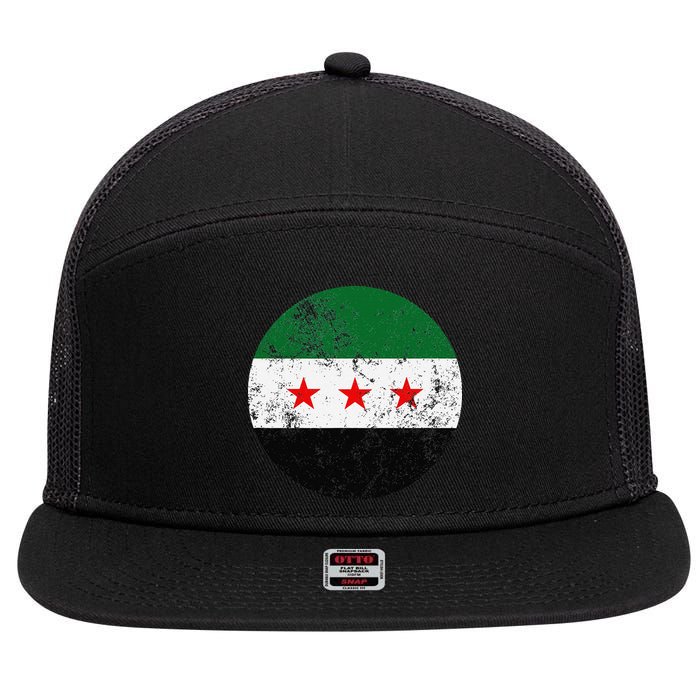 Retro New Syrian Flag Free Syria Freedom 7 Panel Mesh Trucker Snapback Hat