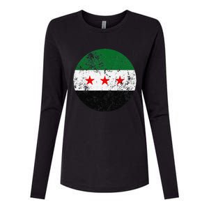 Retro New Syrian Flag Free Syria Freedom Womens Cotton Relaxed Long Sleeve T-Shirt