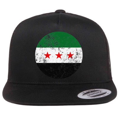 Retro New Syrian Flag Free Syria Freedom Flat Bill Trucker Hat