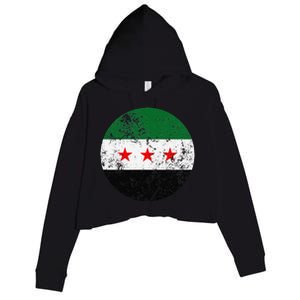 Retro New Syrian Flag Free Syria Freedom Crop Fleece Hoodie