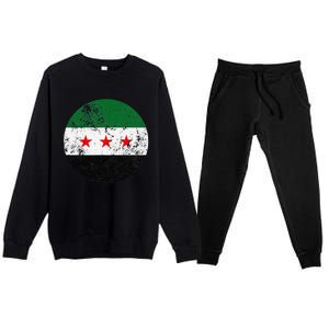 Retro New Syrian Flag Free Syria Freedom Premium Crewneck Sweatsuit Set