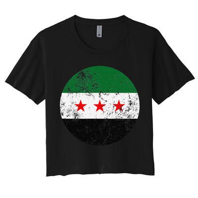 Retro New Syrian Flag Free Syria Freedom Women's Crop Top Tee