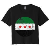 Retro New Syrian Flag Free Syria Freedom Women's Crop Top Tee