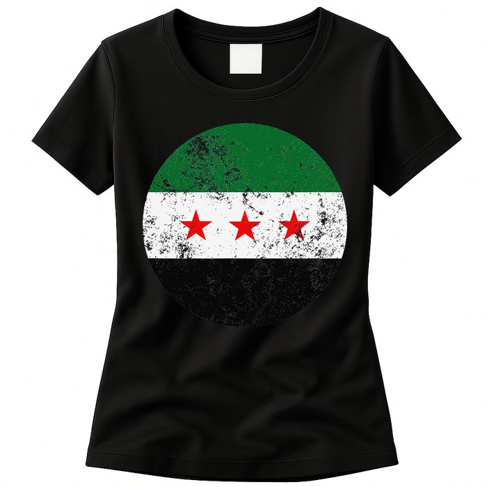 Retro New Syrian Flag Free Syria Freedom Womens T-Shirt