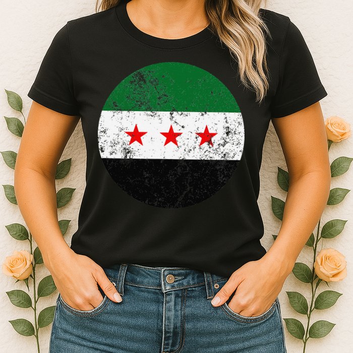 Retro New Syrian Flag Free Syria Freedom Womens T-Shirt