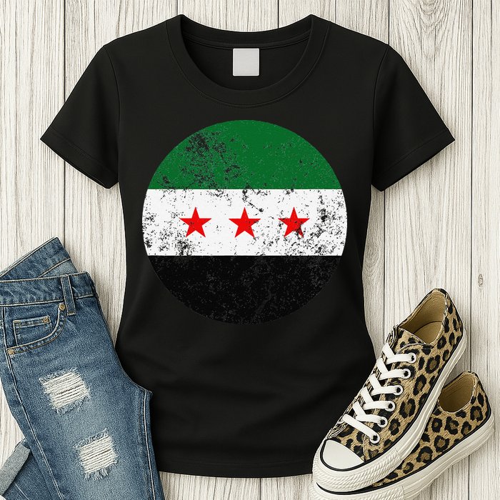 Retro New Syrian Flag Free Syria Freedom Womens T-Shirt