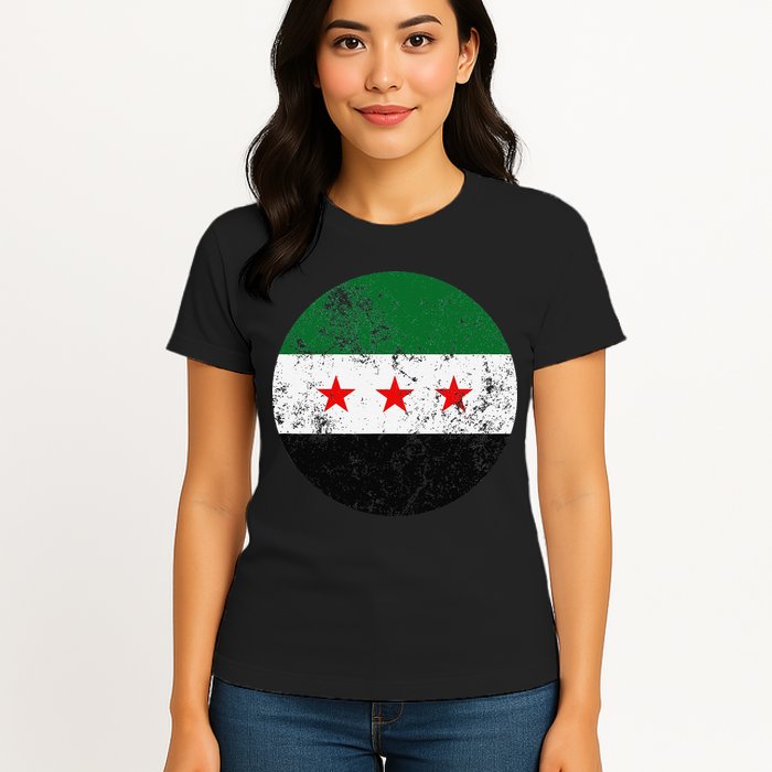 Retro New Syrian Flag Free Syria Freedom Womens T-Shirt