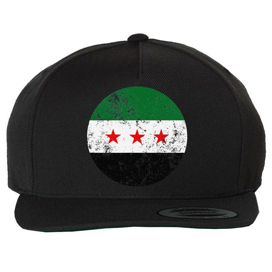 Retro New Syrian Flag Free Syria Freedom Wool Snapback Cap