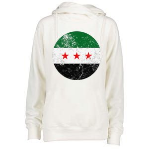 Retro New Syrian Flag Free Syria Freedom Womens Funnel Neck Pullover Hood