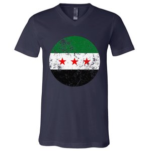 Retro New Syrian Flag Free Syria Freedom V-Neck T-Shirt