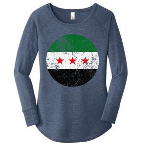 Retro New Syrian Flag Free Syria Freedom Women's Perfect Tri Tunic Long Sleeve Shirt