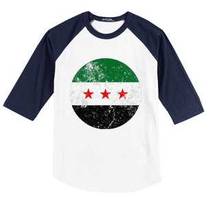 Retro New Syrian Flag Free Syria Freedom Baseball Sleeve Shirt