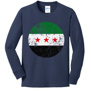 Retro New Syrian Flag Free Syria Freedom Kids Long Sleeve Shirt