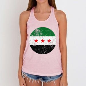 Retro New Syrian Flag Free Syria Freedom Women's Knotted Racerback Tank