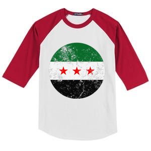 Retro New Syrian Flag Free Syria Freedom Kids Colorblock Raglan Jersey