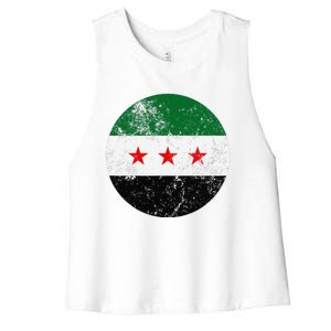 Retro New Syrian Flag Free Syria Freedom Women's Racerback Cropped Tank