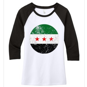 Retro New Syrian Flag Free Syria Freedom Women's Tri-Blend 3/4-Sleeve Raglan Shirt