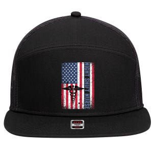 Rn Night Shift Nurse Gift Patriotic American Flag July 4 Gift 7 Panel Mesh Trucker Snapback Hat