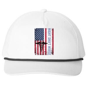 Rn Night Shift Nurse Gift Patriotic American Flag July 4 Gift Snapback Five-Panel Rope Hat