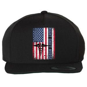 Rn Night Shift Nurse Gift Patriotic American Flag July 4 Gift Wool Snapback Cap