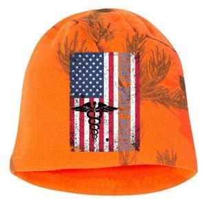 Rn Night Shift Nurse Gift Patriotic American Flag July 4 Gift Kati - Camo Knit Beanie