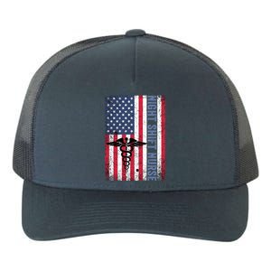 Rn Night Shift Nurse Gift Patriotic American Flag July 4 Gift Yupoong Adult 5-Panel Trucker Hat