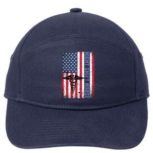 Rn Night Shift Nurse Gift Patriotic American Flag July 4 Gift 7-Panel Snapback Hat