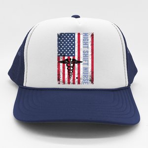 Rn Night Shift Nurse Gift Patriotic American Flag July 4 Gift Trucker Hat