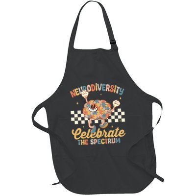 Retro Neurodiversity Shirts Autism Spectrum ASD ADHD Brain  Full-Length Apron With Pockets