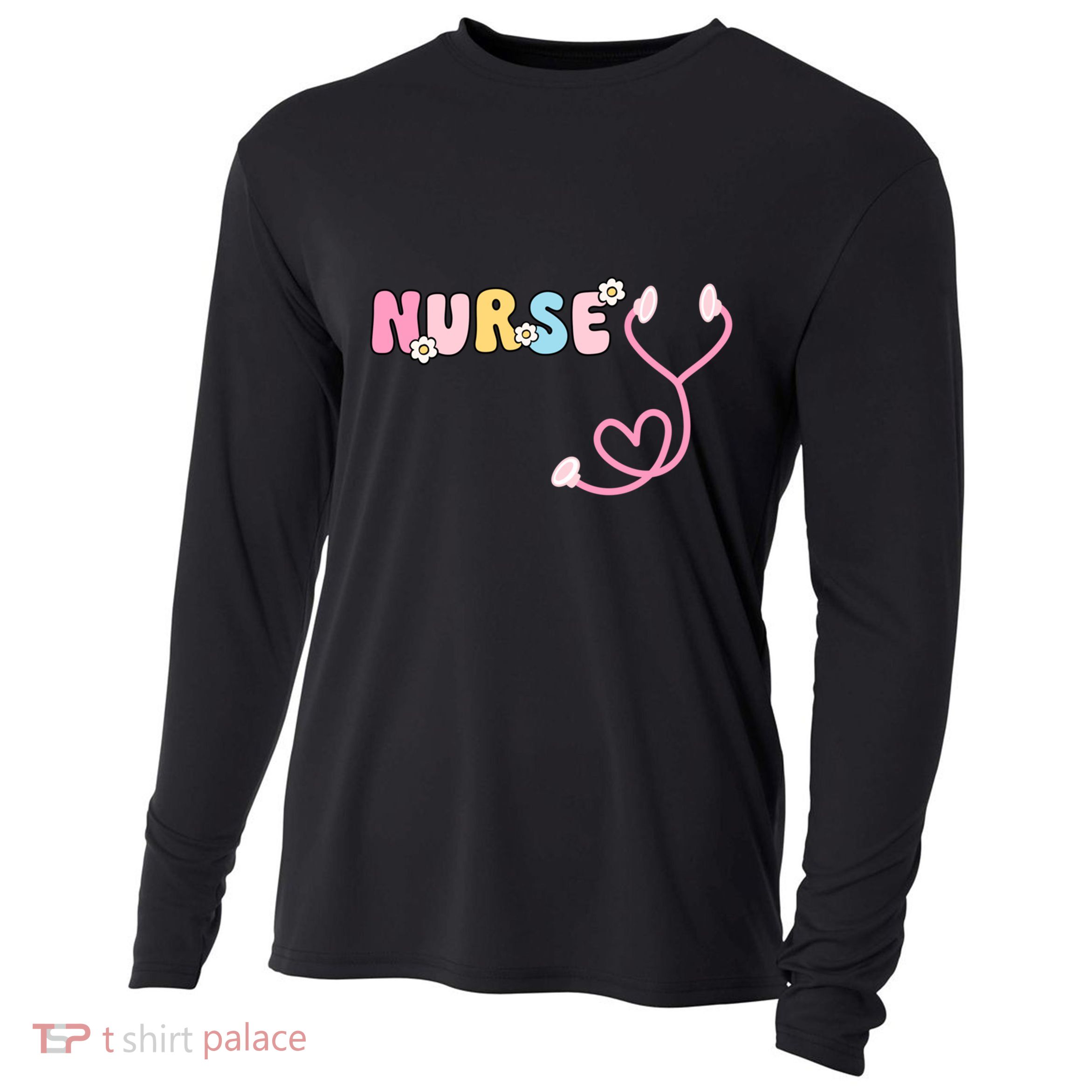 Retro Nurse Stethoscope Gift Cooling Performance Long Sleeve Crew