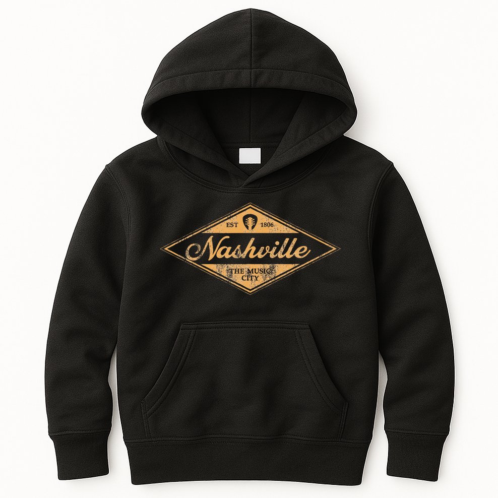Retro Nashville Tennessee Music City Vintage Guitar Souvenir Kids Hoodie