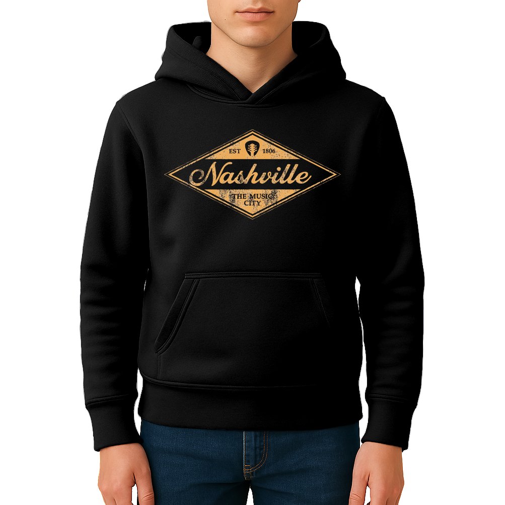 Retro Nashville Tennessee Music City Vintage Guitar Souvenir Kids Hoodie
