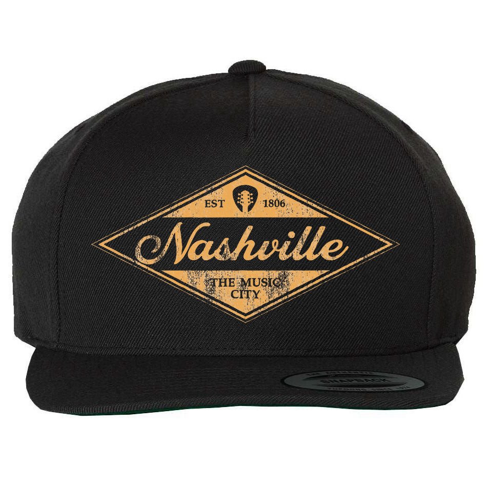 Retro Nashville Tennessee Music City Vintage Guitar Souvenir Wool Snapback Cap