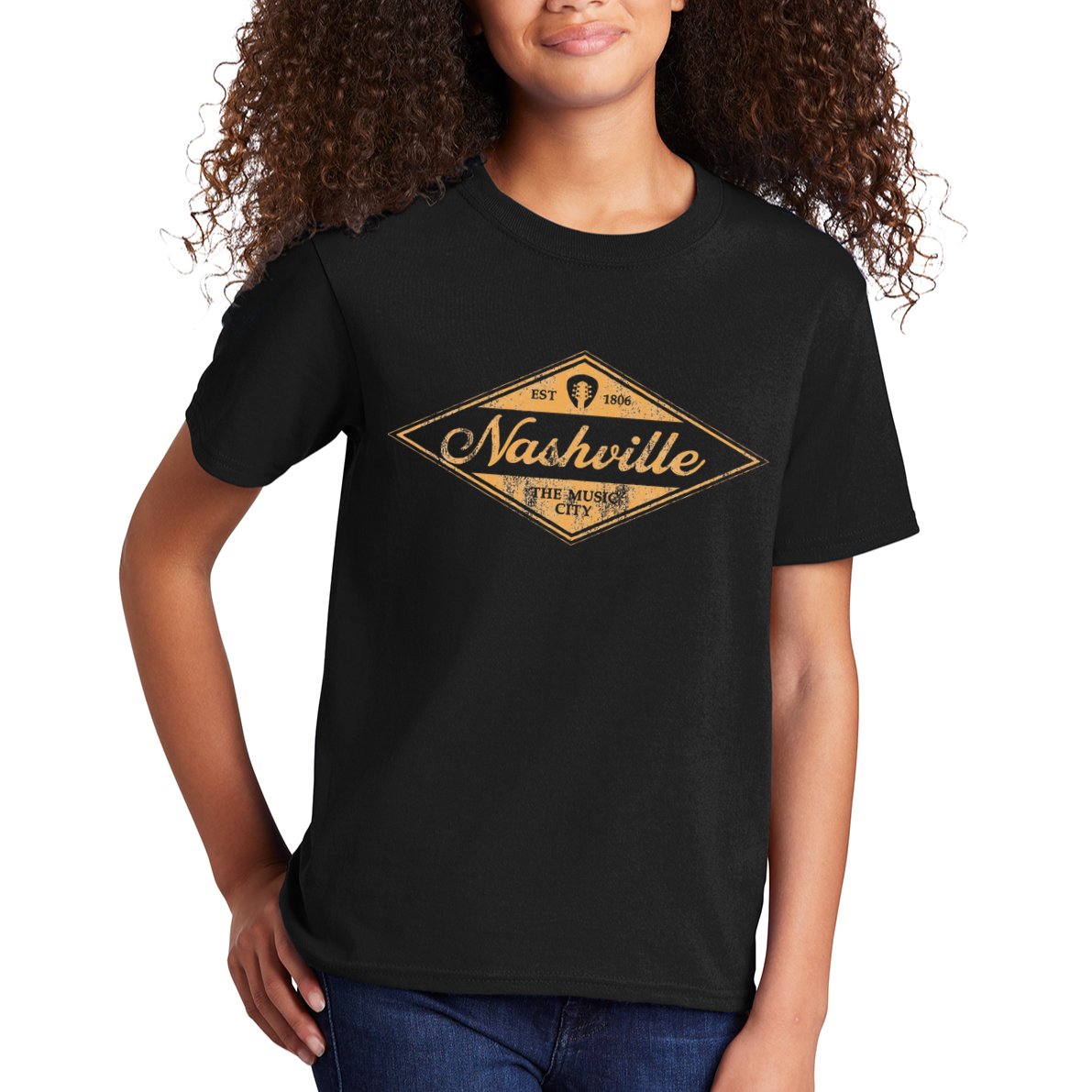 Retro Nashville Tennessee Music City Vintage Guitar Souvenir Kids T-Shirt