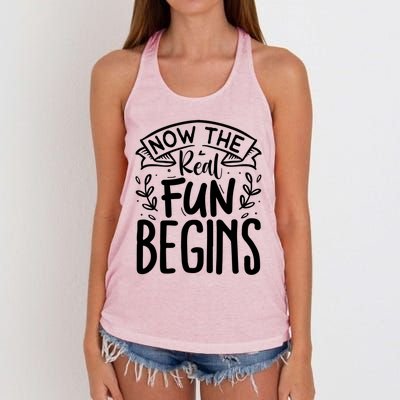 Retired Now The Real Fun Begins Funny Gift Women's Knotted Racerback Tank