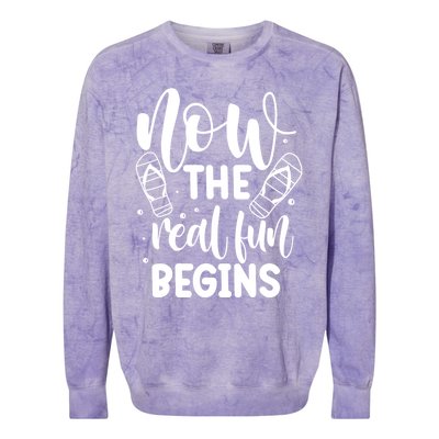 Retired Now The Real Fun Begins Cute Gift Colorblast Crewneck Sweatshirt