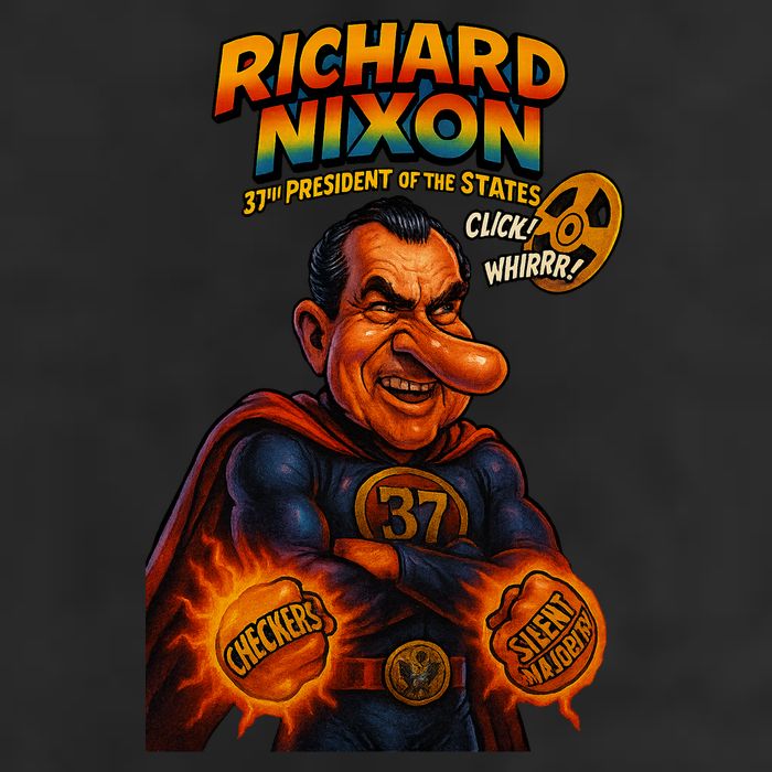 Richard Nixon The Presidential Chronicles 7 Panel Mesh Trucker Snapback Hat