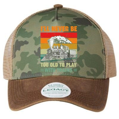 Retro Never Too Old To Play With Trains Train Locomotive Legacy Tie Dye Trucker Hat