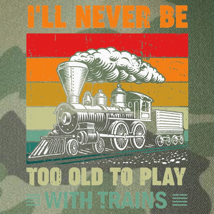 Retro Never Too Old To Play With Trains Train Locomotive Legacy Tie Dye Trucker Hat