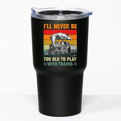 Retro Never Too Old To Play With Trains Train Locomotive Tumbler